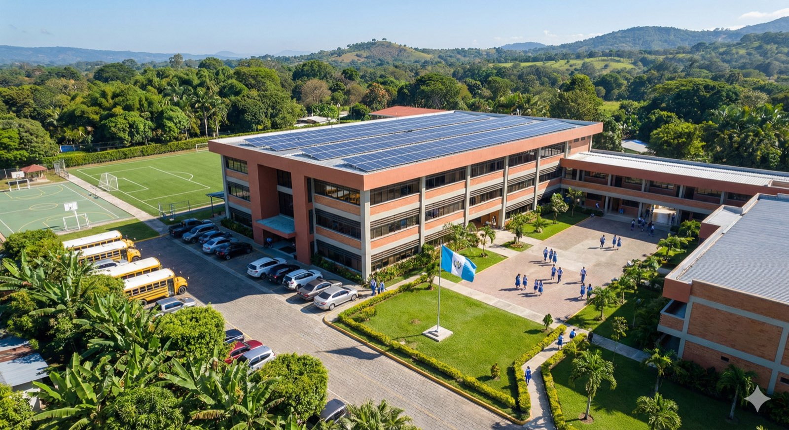 Colegio en Guatemala con paneles solares - ahorro educativo y herramienta pedagógica
