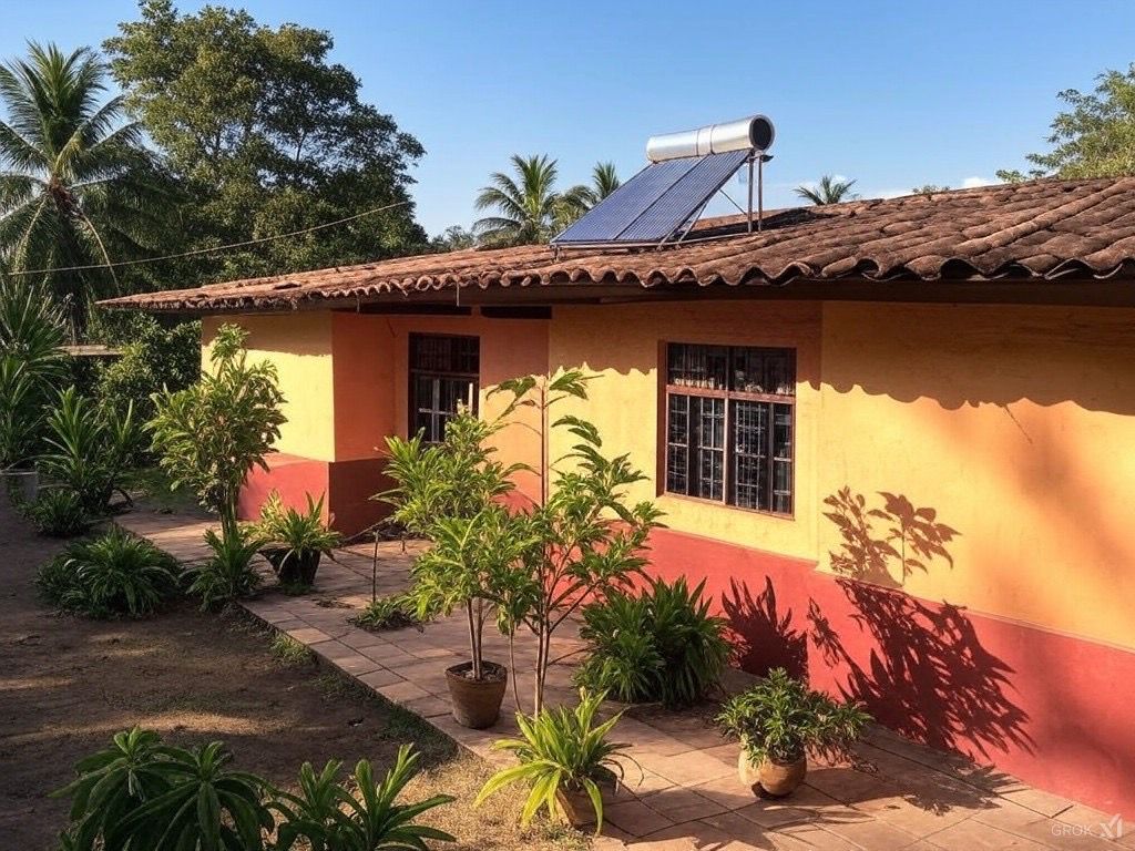 Foto de casa en Guatemala con calentador solar de agua